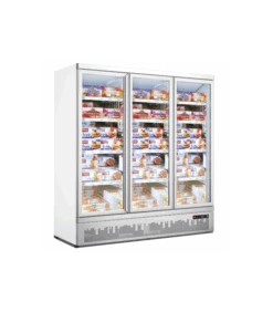 Congélateur 3 Portes En Verre Battantes Coloris Gris