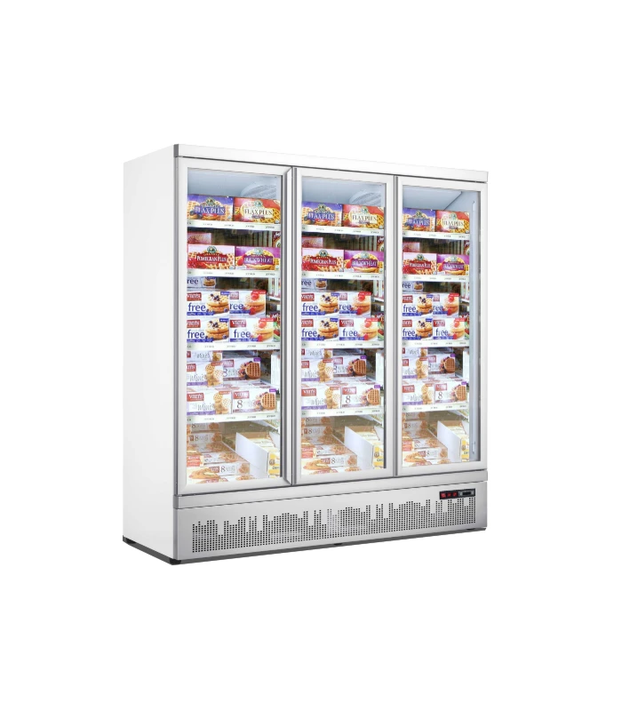 Congélateur 3 Portes En Verre Battantes Coloris Gris