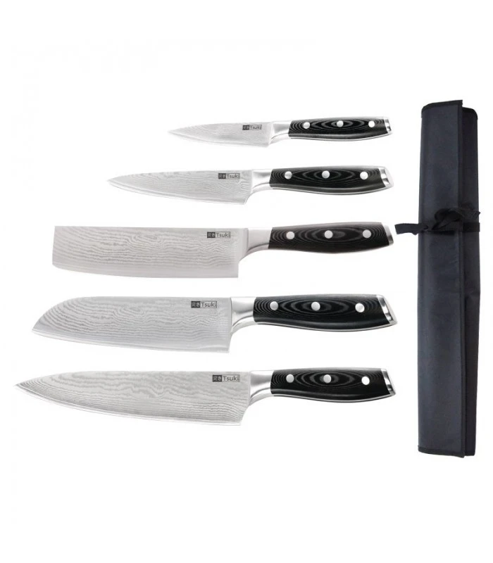 Ensemble De 5 Couteaux Japonais De Qualité Supérieure Avec Etui - Tsuki