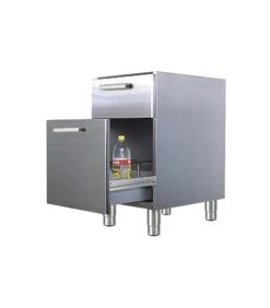 Meuble Bas - 1 Tiroir + 1 Casier à Bouteilles - Sur Roulettes Chape Zinguée :