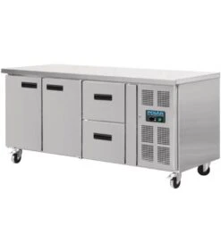Table Réfrigérée 2 Portes Et 2 Tiroirs Sur Roues